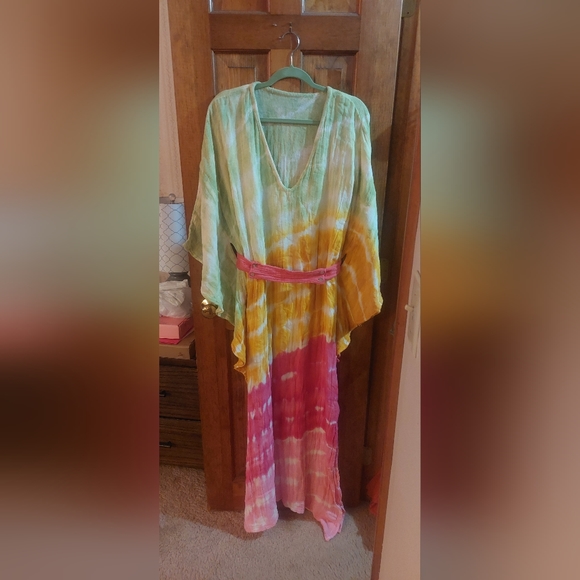 Jen's Pirate Booty Rainbow Tie Dye Ripple Kaftan NWOT - Picture 3 of 13